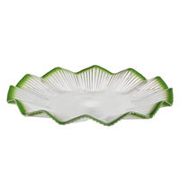 SAMYO Personnalisé Unique Écologique Côtelé Fleur Forme Vert Bord Chargeur Assiettes Verre Fruits Dîner pour Mariage Restaurant