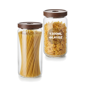 Barattolo in Vetro Borosilicato Extra Large 1300ml (43.96oz) con Coperchio in Legno, Senza BPA, Lavabile in Lavastoviglie, Contenitore per Pasta e Spaghetti - Product Image 1