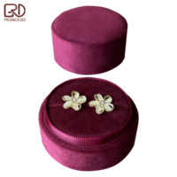 Boîte à bijoux en velours bordeaux de luxe ROGOOD, forme cylindrique, boîte d'emballage pour bagues et boucles d'oreilles, accepte le logo personnalisé P1965