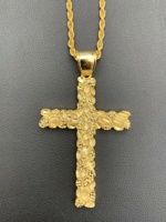DUYIZHAO Nouvelle Arrivée Pendentif Croix de Jésus Hip Hop pour Hommes, Plaqué Or 14 carats, Bijou Religieux Tendance
