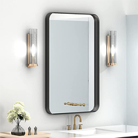 Miroir de salle de bain mural haute définition moderne personnalisé rectangulaire en alliage d'aluminium avec cadre noir pour coiffeuse d'hôtel