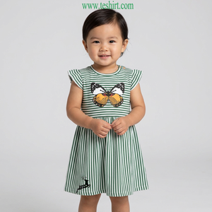 Vestidos de Punto Boho para Bebés Niñas, de Algodón Orgánico Estampado, para Fiestas de Verano, Hechos en India - Product Image 1