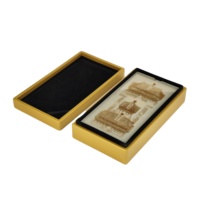 Boîte cadeau en bois recyclable dorée à haute brillance, faite à la main, avec couvercle en acrylique transparent et gravure au laser