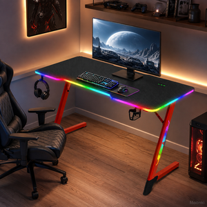 Modern Ergonomic L Shaped Gaming <b>Desk</b> with Monitor Shelf, <b>Corner</b> Gaming <b>Computer</b> <b>Desk</b> for Dual Monitor Setups - Product Image 6