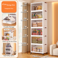47CM Boîte De Rangement Pliable Avec Roues En Plastique Vêtements Placard Organisateur Cabinet Cubes Maison Organisation Fonctionnelle Pliante Conception