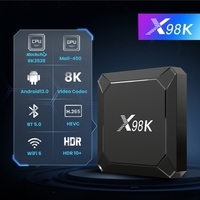 Top venta precio bajo 4K WiFi 6 Android 13 TV Box X98K BT 5,0 2G 4G RAM 16G 32G ROM Set Top Box soporte OEM Logo Firmware