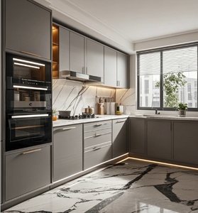 Gabinete de Cocina Personalizado de Fábrica, Gabinete de Cocina Lacado Impermeable, Gabinete de Cocina Moderno Estilo Shaker Europeo con Madera Maciza - Product Image 4
