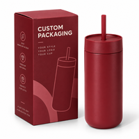 Gobelet à café glacé avec couvercle et paille, en acier inoxydable, isotherme, 16 oz, réutilisable pour café froid et smoothies, pour la maison et le bureau