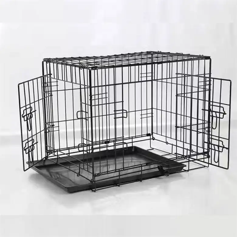 Jaula grande de acero para mascotas, caseta plegable de alambre de aluminio resistente para cachorros, jaula de metal para perros con cubierta, 36 pulgadas