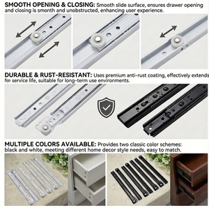 Rails de guidage <span class=keywords><strong>pour</strong></span> tiroirs en fer, options de couleur blanc et noir, résistants à la rouille, excellent rapport qualité-prix - Product Image 6