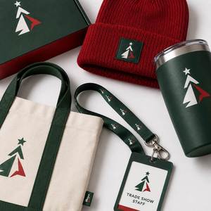 Custom Christmas Trade Show Kit With Beanie Tumbler Tote <b>Lanyard</b> <b>Badge</b> <b>Holder</b> and Branded Box for Staff - Product Image 4