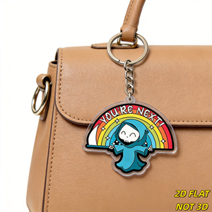 Lindo llavero acrílico de la Parca con arcoíris y la inscripción 'You're Next', con diseño peculiar y adorno de guadaña, para llaves, bolsos y mochilas - Product Image 4
