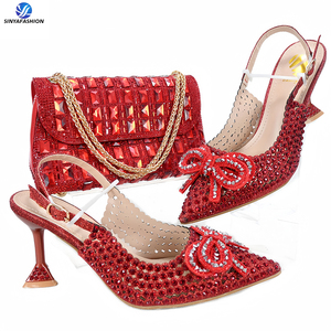 Sinya Rượu Sâm Banh Ý Wedding Party Giày Và Phù Hợp Với Túi Thiết Lập Phụ Nữ Cao Gót Phụ Nữ Châu Phi Giày Và Túi Thiết Lập - Product Image 5
