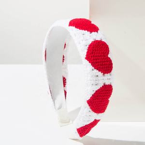 Bandeau de fête de la Saint-Valentin 2026, accessoire de cheveux tendance pour femmes, crochet rouge rose, cœur d'amour, nœud supérieur, bandeaux larges - Product Image 2