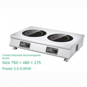 Commercial 2-<b>Burner</b> Induction Cooker 3000W*3 Stainless Steel Waterproof Countertop Touch Control Timer Energy Efficiency Class - Product Image 2