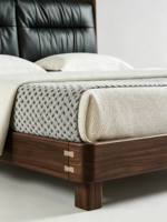 Plateforme de lit en bois massif, cadres de lit en bois pour matelas très grand format, avec tête de lit rembourrée en cuir, montage rapide