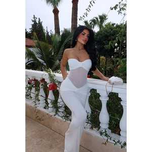 Robe de soirée simple en satin blanc, longue, transparente, coupe trapèze, taille empire, longueur ras du sol, taille XS, pour musulmanes - Product Image 3