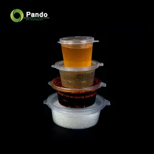 핫 세일 일회용 블랙 투명 플라스틱 PET 수플레 컵 뚜껑과 누출 방지 소스 컵