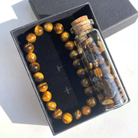 Bracelet en perles de cristal naturel de 8 mm, ensemble bouteille à vœux et boîte cadeau avec éclats de guérison, cadeau unisexe pour le yoga et la spiritualité, pour la vente en gros