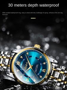 Montre mécanique automatique originale pour homme, boîtier en acrylique de 41 mm, étanche 50 ATM, écologique, tourbillon, lumineuse, double calendrier - Product Image 4