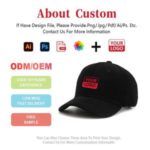 Gorra de béisbol de pana europea de 6 paneles con logotipo personalizado, bordado de marca y cordón ajustable - Product Image 2
