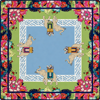 Tapis de mahjong floral Art Nouveau de 31,5 pouces, motif fleurs lilas et vigne verte, couverture de table Mahjong