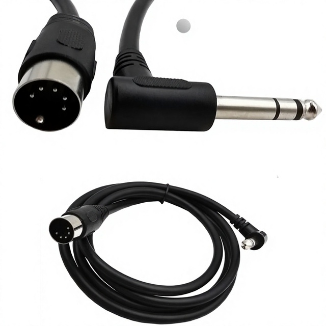 90 Angle 635mm Male to MIDI DIN 5-Pin Male Adapter Cable for Electronic Keyboard/Piano 15 Meters