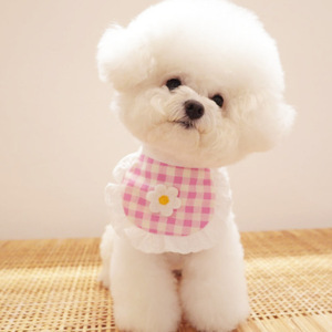 Lindos baberos para perros estilo coreano con estampados a cuadros, bufandas para Bichón Frisé, Teddy, Pomerania y gatos (perfectos para Instagram). - Product Image 3