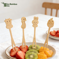 Groothandel bamboe dieren fruitprikkers decoratieve voedselprikkers voor feestjes, snacks, desserts en bentoboxen