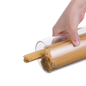 Thân Thiện Với Môi Cao Thủy Tinh Borosilicate Nhà Bếp Mì Ống Bằng Gỗ Bìa Lưu Trữ Jar Thực Phẩm Container Với Nắp Tre - Product Image 3