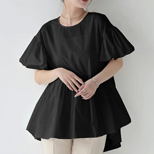 Blus Wanita Gaya Baru Korea Jepang, Model Longgar, Lengan Ruffle, Kerah Bulat, Atasan Musim Panas, 4 Warna, OEM, Promo - Product Image 4