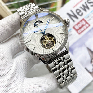Luxury Men <b>Automatic</b> Timepiece Moonphase Guilloche Face Stainless Bracelet OEM ODM Bulk Manufacturing - Product Image 3
