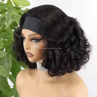 Vente en Gros Perruque Bandeau Rebondie de 14 Pouces en Cheveux Humains Brésiliens Remy pour Femmes Noires