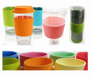 Étui souple en silicone moulé sur mesure résistant à la chaleur pour bouteille d'eau en verre, housse en caoutchouc pour tasse à café en verre - Product Image 1