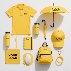 Advertising Business Giveaways Marketing Promotional Gift Yellow Cups Umbrella Cap Polo Shirts Giveaway Gift Set