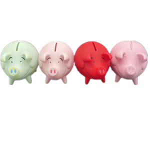 Tirelire en plastique PVC incassable sans moule Tirelire drôle multicolore en forme de cochon Tirelire incassable pour enfants - Product Image 1