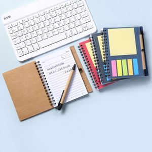 Carnet à spirales A6 en kraft avec notes adhésives, logo personnalisé, bloc-notes en kraft avec stylo, vente en gros - Product Image 2