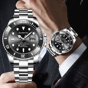Montre homme SUNKTA ST6738 avec cadran de 42 mm, lunette rotative en alliage noir, calendrier, étanche, lumineuse, montre-bracelet de luxe + boîte, vente en gros - Product Image 1