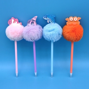 Soododo xdbg0109 mới lạ động vật biển Pom Pom bút sáng tạo sinh viên Fluffy cá heo viết văn phòng phẩm phim hoạt hình động vật dễ thương bút - Product Image 2