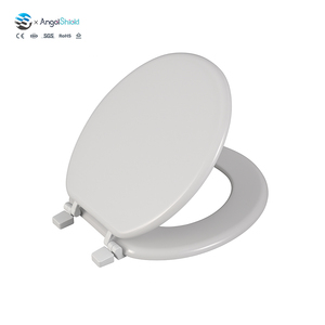 Siège de toilette en <span class=keywords><strong>bois</strong></span> moulé en forme de O blanc <span class=keywords><strong>gris</strong></span> doux avec charnières en plastique couvercle de siège de toilette durable pour la maison hôtel salle de bain - Product Image 1