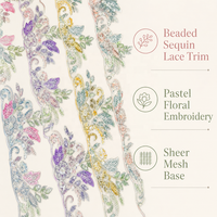 Patch de dentelle florale brodée de perles colorées, idéal pour les robes de mariée, les abayas, et la couture DIY