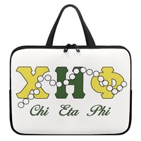 Housse de transport portable pour ordinateur portable Chi Eta Phi avec poignée, motif lettres grecques et perles, pour sororité