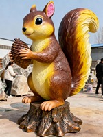 Adorable sculpture géante en fibre de verre et résine de l'ours brun de dessin animé pour parcs d'attractions et centres de divertissement familial