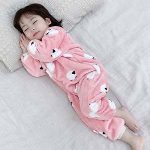 Ventes en gros de gigoteuses pour bébés en polaire corail pour l'hiver, avec fermeture éclair, imprimé, veste, grande taille pour les tout-petits - Product Image 3