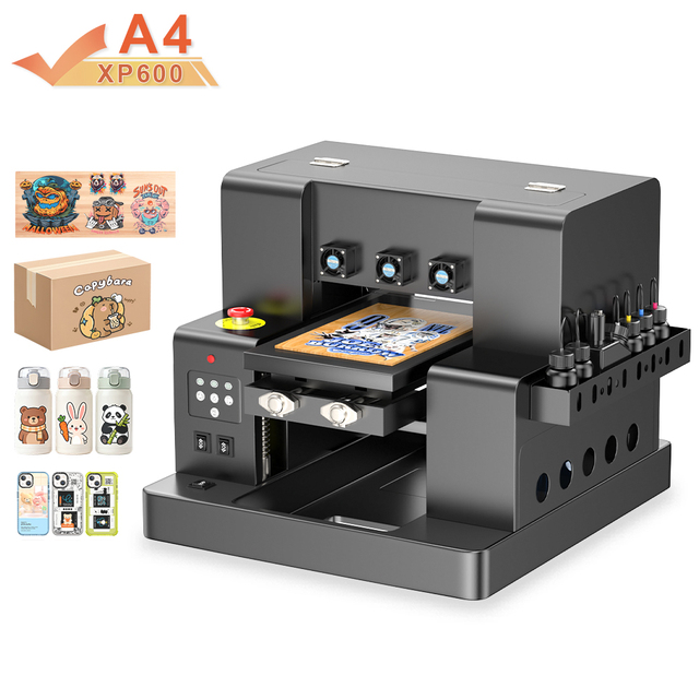 Automatic Inkjet A4 UV Flatbed Printer XP600 Print Head and UV Ink Mobile Back Cover Printing Machine Bottle Uv Printer