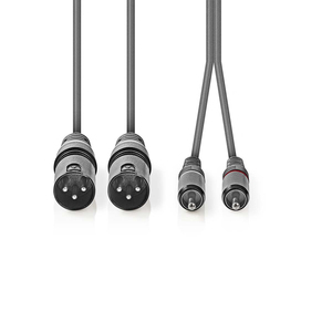 Cable de audio XLR 2x macho a 3 pines XLR 2x macho RCA 3m gris - Product Image 2