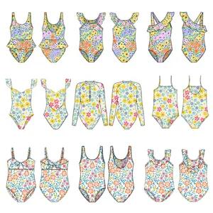 Custom Design Summer Beach Kids Clothes 0-16 Years Old Kids 1 Piece Swimsuit Swimwear Beachwear Kids