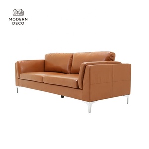 Ghế Sofa Da Trên Khung Kim Loại Đồ Nội Thất Phòng Khách Văn Phòng Sang Trọng Hiện Đại 3 Chỗ Ngồi Màu Nâu Đen Trên Chứng Khoán Armonia ModernDeco - Product Image 5
