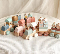 Train de tri de blocs empilables en bois, décoration de la maison, cadeau d'anniversaire pour enfant