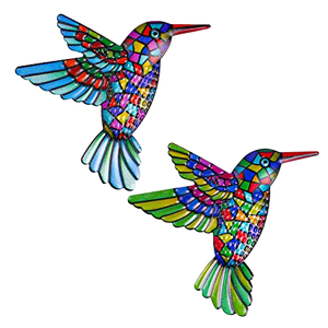 2 Piezas de Adornos Metálicos Geométricos Coloridos de Colibrí para Pared, Decoración Moderna para el Hogar, Pieza de Arte para Sala de Estar - Product Image 4